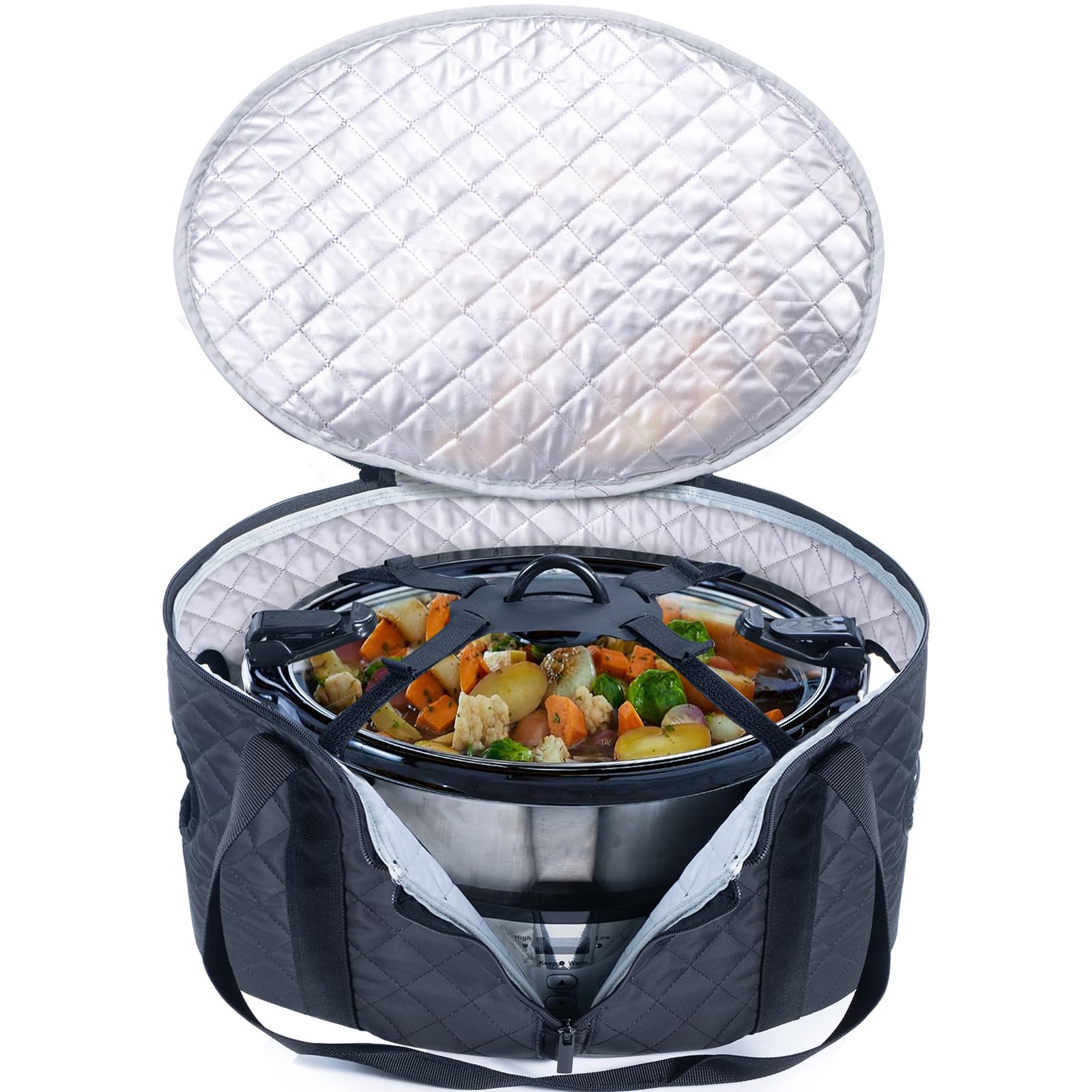 BAGSPRITE slow cooker case in 6-8 qt size, portable for transport.