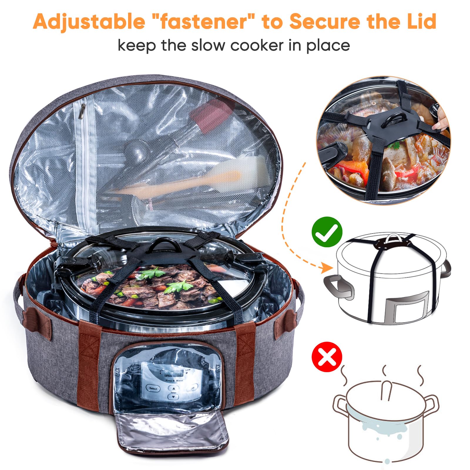 BagSprite spacious storage fits 6-8 qt cookers and utensils