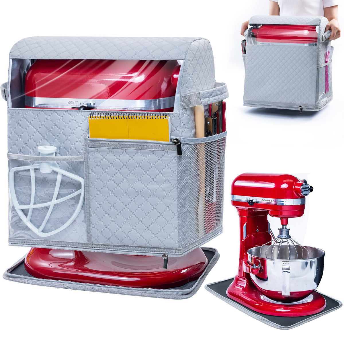 BAGSPRITE stand mixer cover with bottom slider base protects and moves your mixer