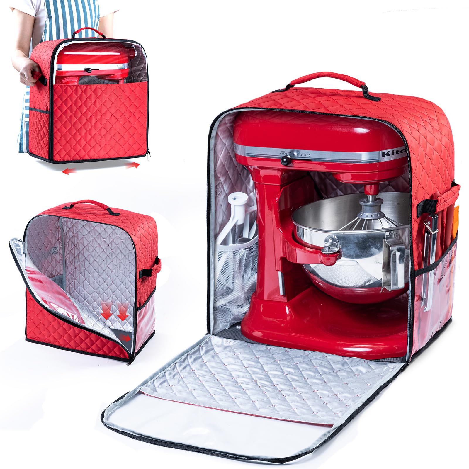 BAGSPRITE stand mixer cover with slider base enables easy, protected moves.