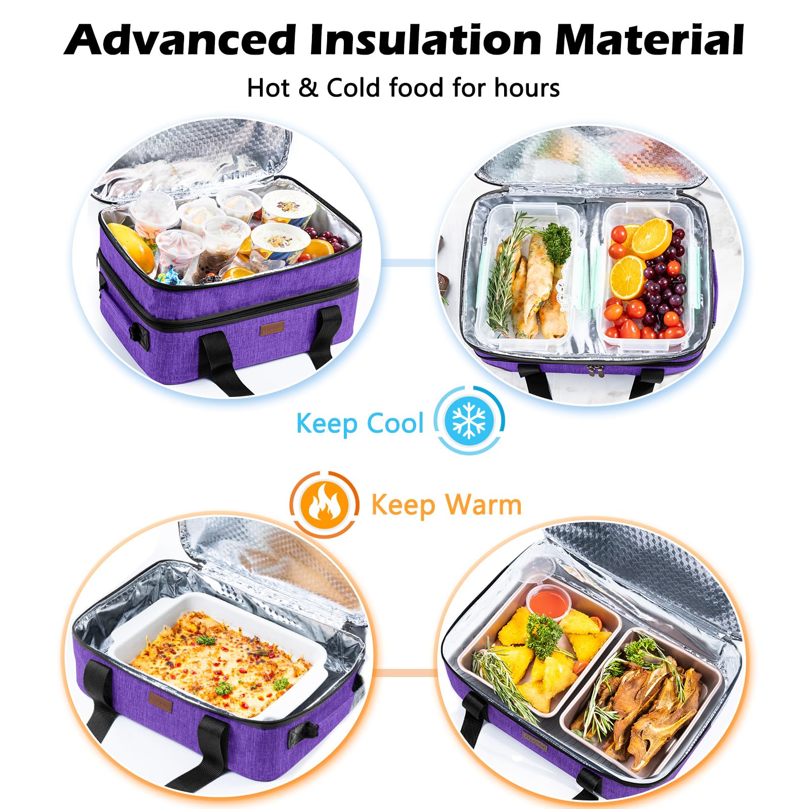 BAGSPRITE thermal bag keeps hot or cold meals intact during travel.