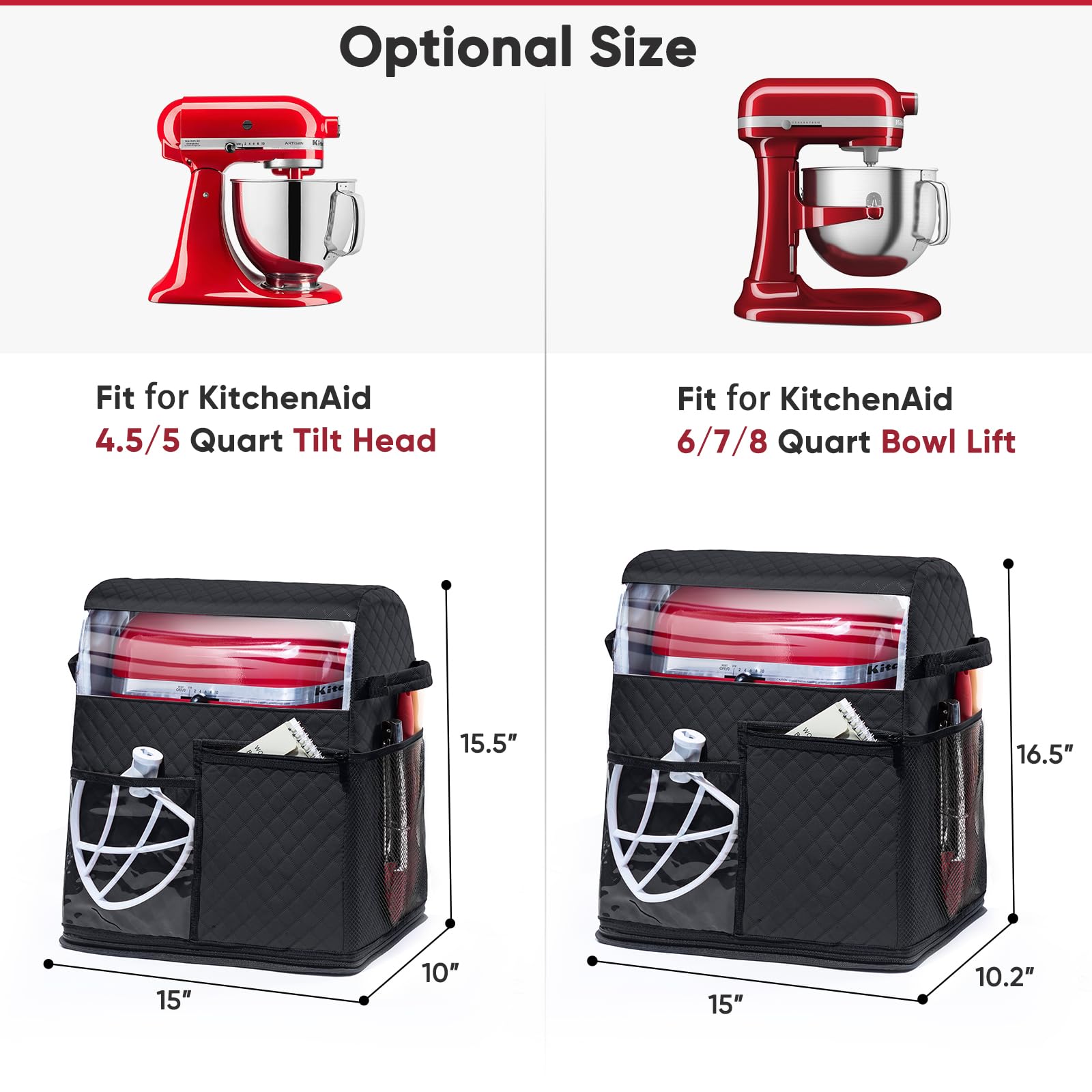 BAGSPRITE water-resistant quilted nylon material protects the mixer and cleans easily