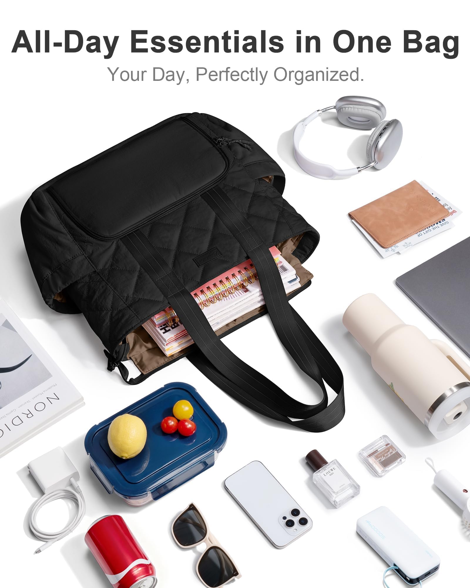Bagstellar puffer lunch tote carried during daily commute for convenience