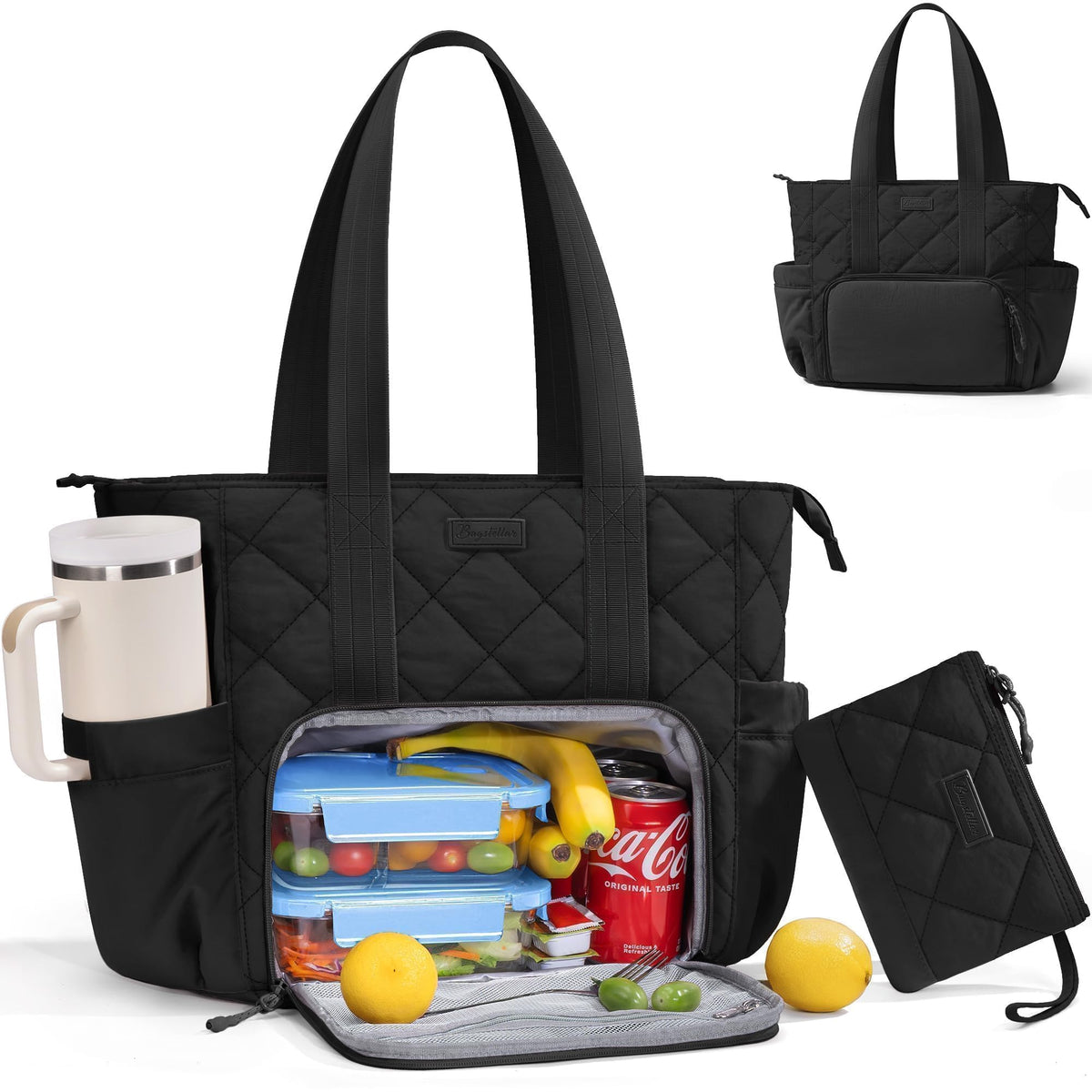 Bagstellar puffer lunch tote front view showing stylish lightweight design for daily use