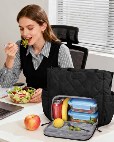 Bagstellar puffer lunch tote inner mesh pocket stores utensils or ice packs neatly