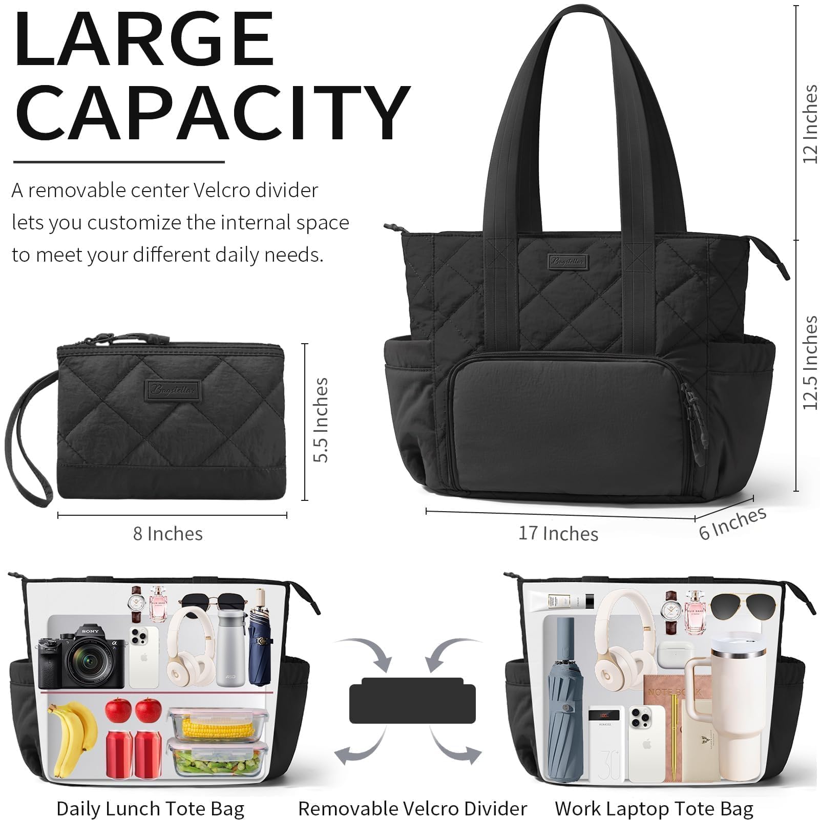 Bagstellar puffer lunch tote interior with insulated compartment keeps meals fresh