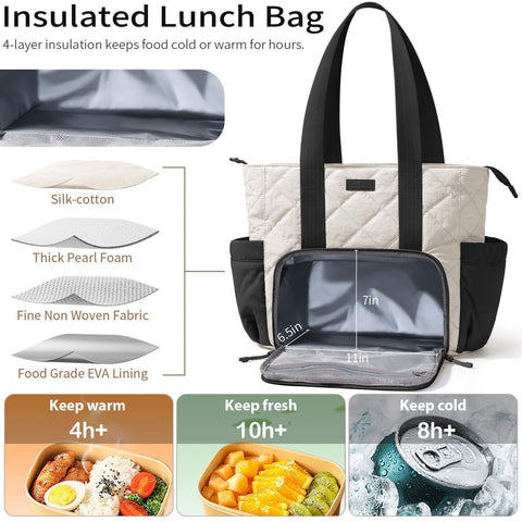 Bagstellar Puffer Lunch Tote offers multiple pockets for organized daily essentials.