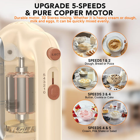 BAIGELONG hand mixer 5-speed control for versatile blending.