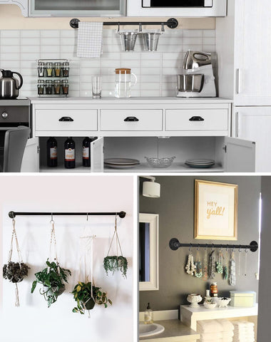 Bailoo kitchen hanging rail offers versatile storage for pots, hats, or plants.