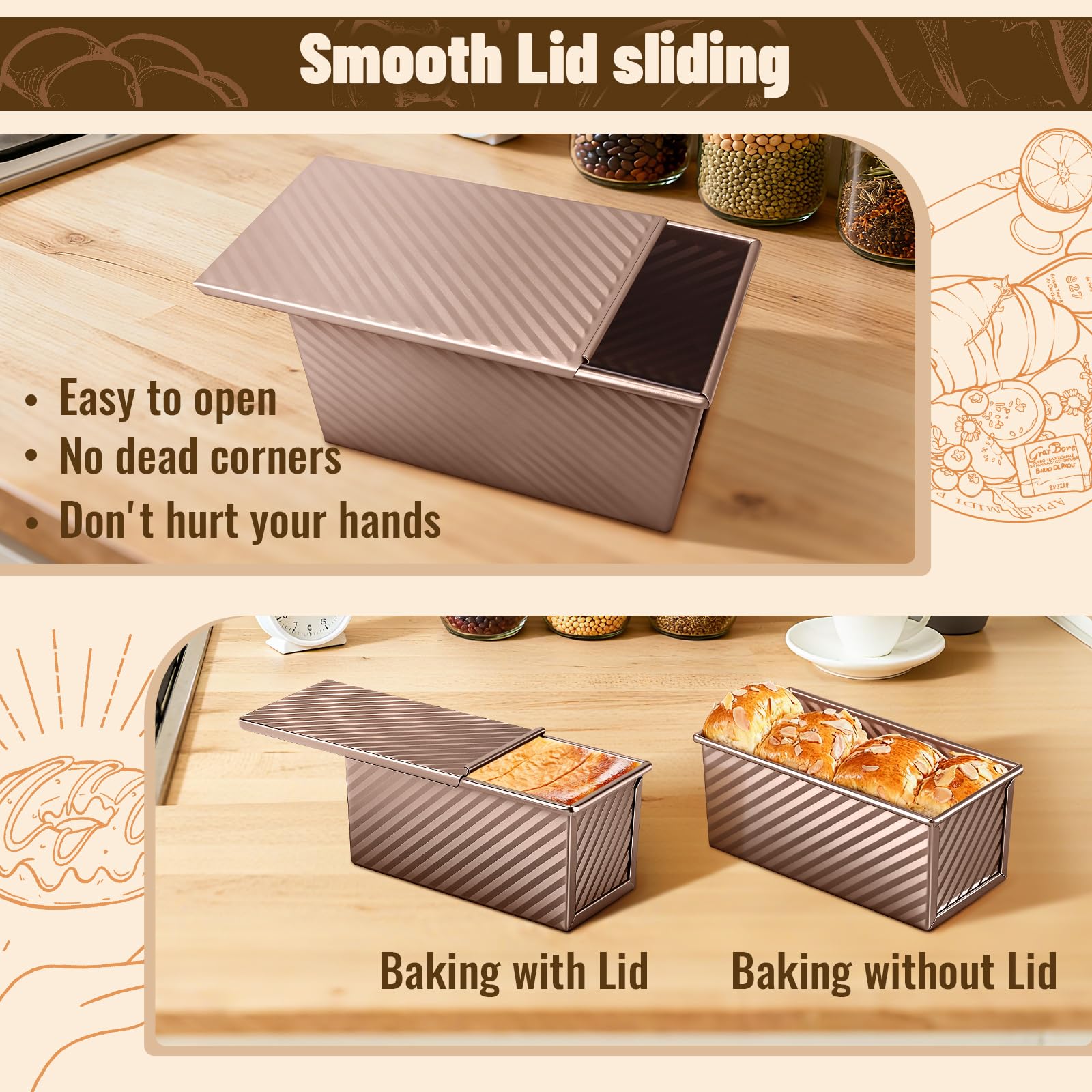 Baishun 1 lb loaf pan for standard sandwich bread and uniform slices.
