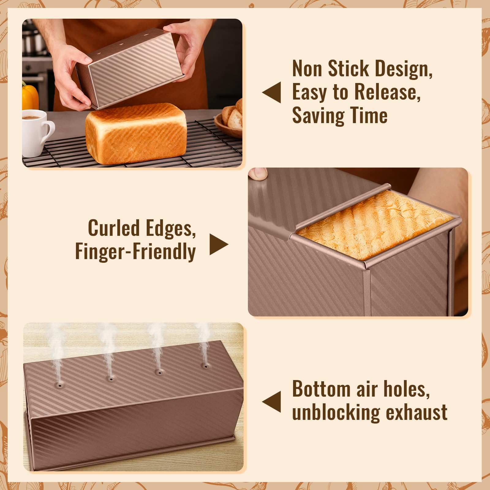 Baishun 2.2 lb loaf pan ideal for family-sized loaves and sourdough.