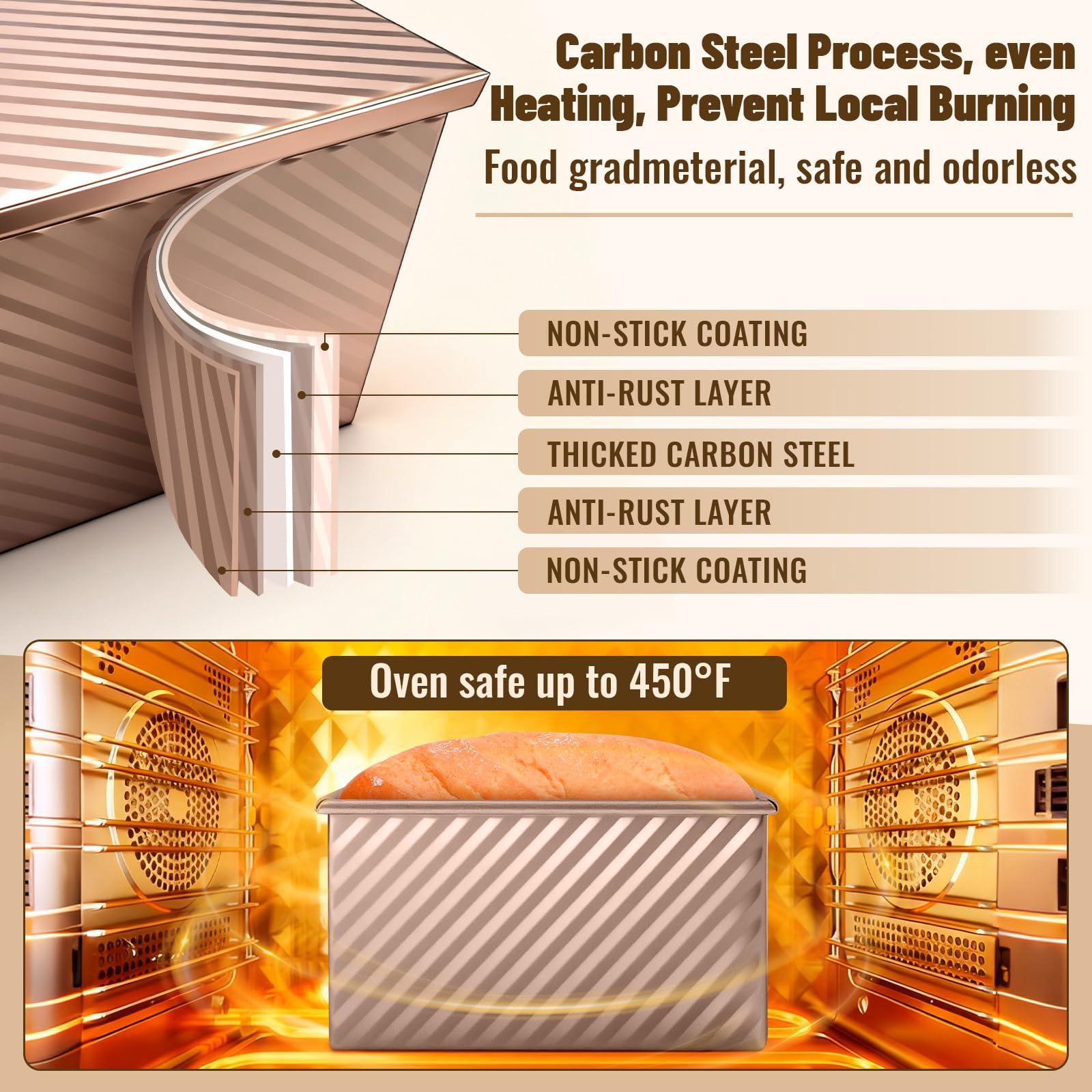 Baishun loaf pan lid demonstrating moisture-locking design for tender interiors.