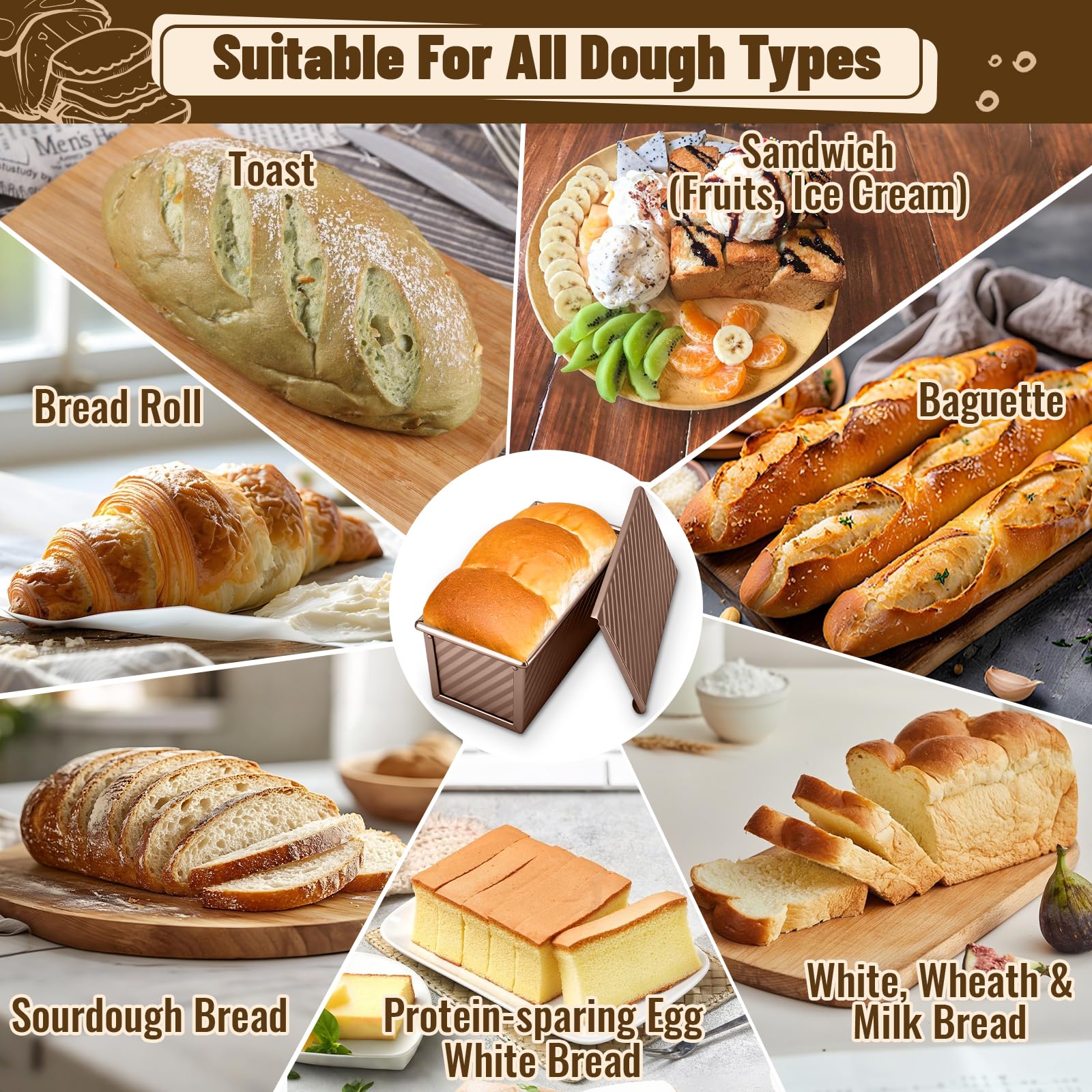 Baishun oven-safe loaf pan up to 428°F for dependable baking results.