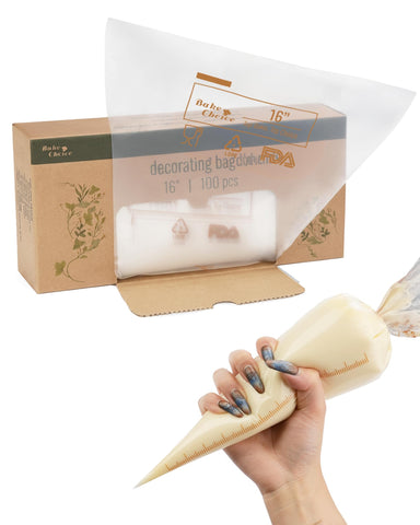 Bake Choice 16-inch large piping bags for cake decorating with burst-resistant performance.