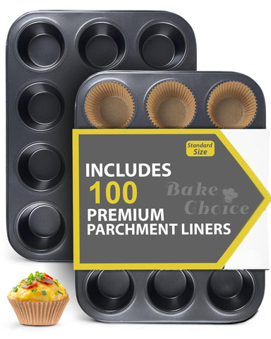 Bake Choice 2-pack muffin pan with 12 cups ready for even batch baking