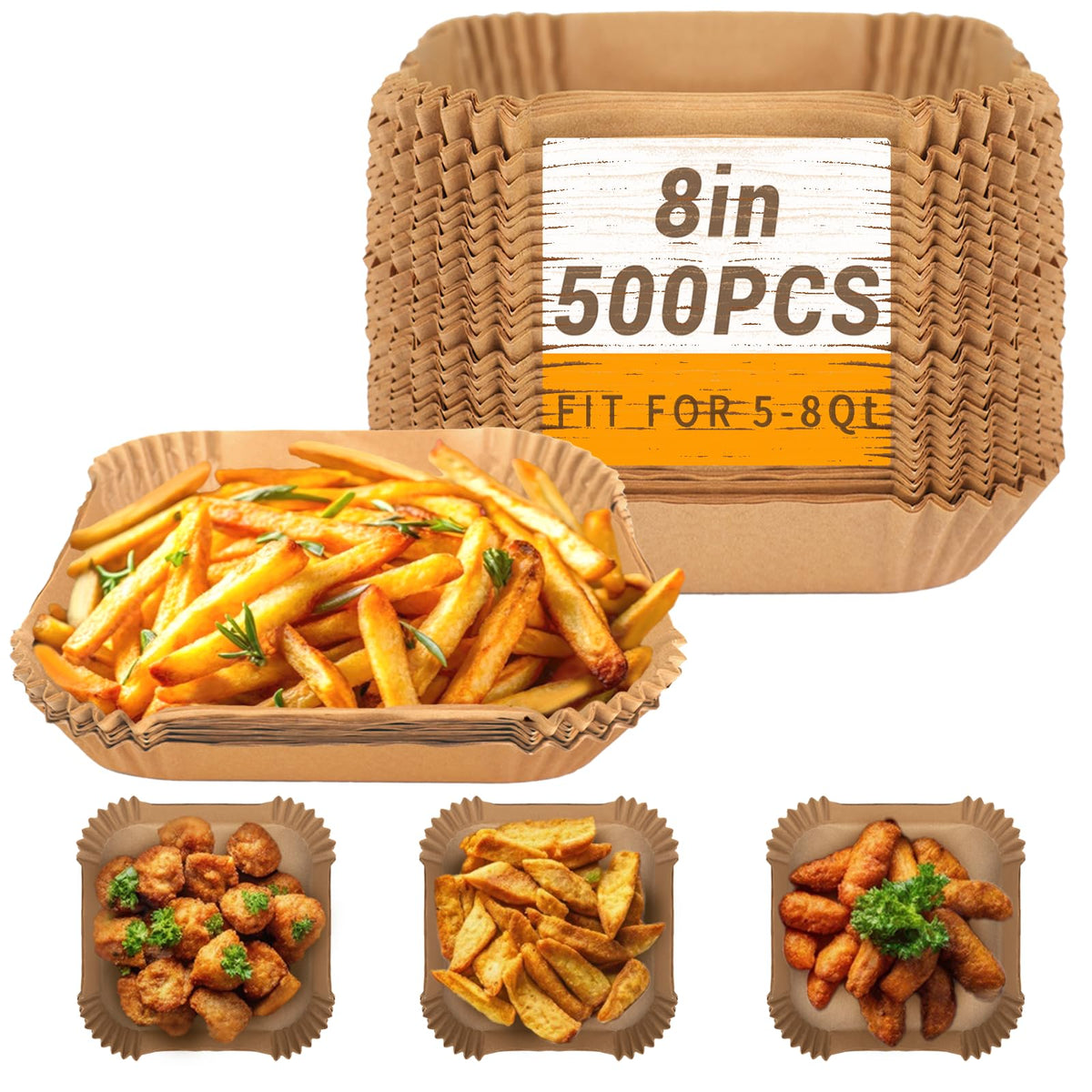 Bake Choice airfryer liners, 8-inch square pack for easy meal prep