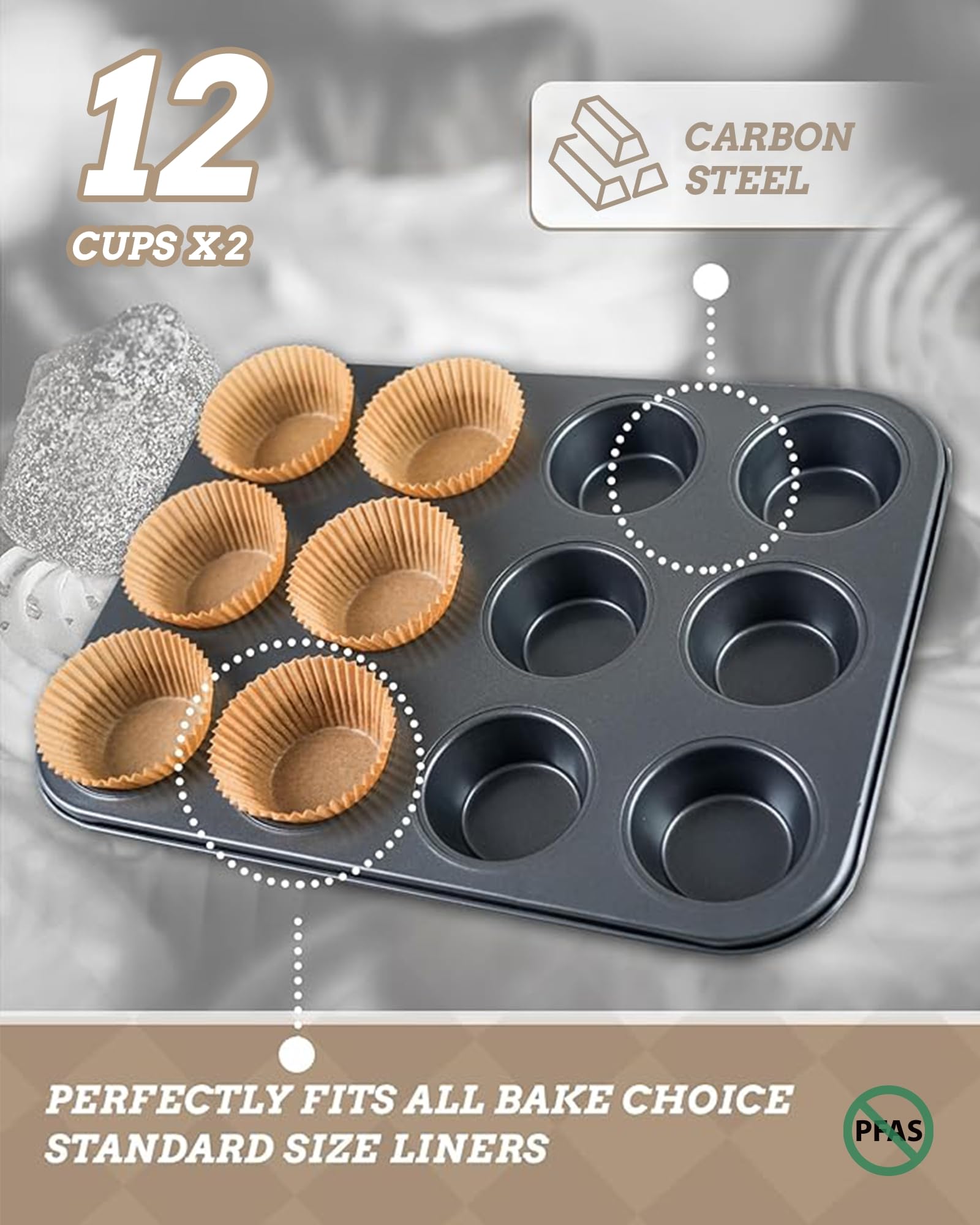 Bake Choice carbon steel pan material ensures durable, even heating