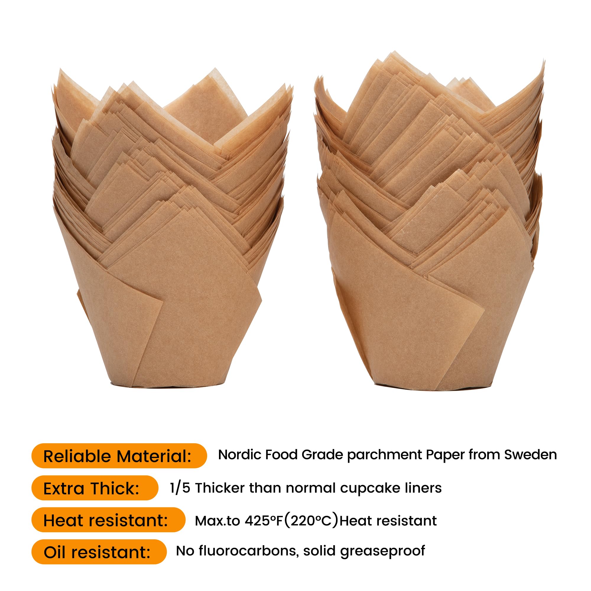 Bake Choice liners feature greaseproof paper for clean removal and less mess.