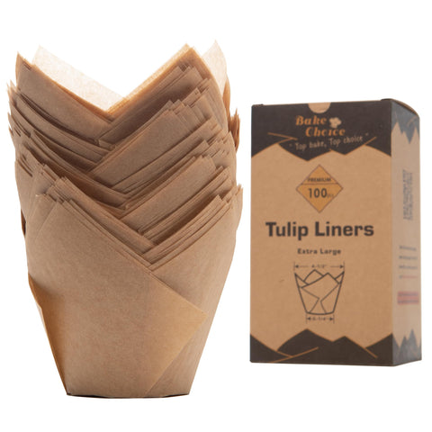 Bake Choice Nordic tulip cupcake liners in natural color for elegant presentation at parties.