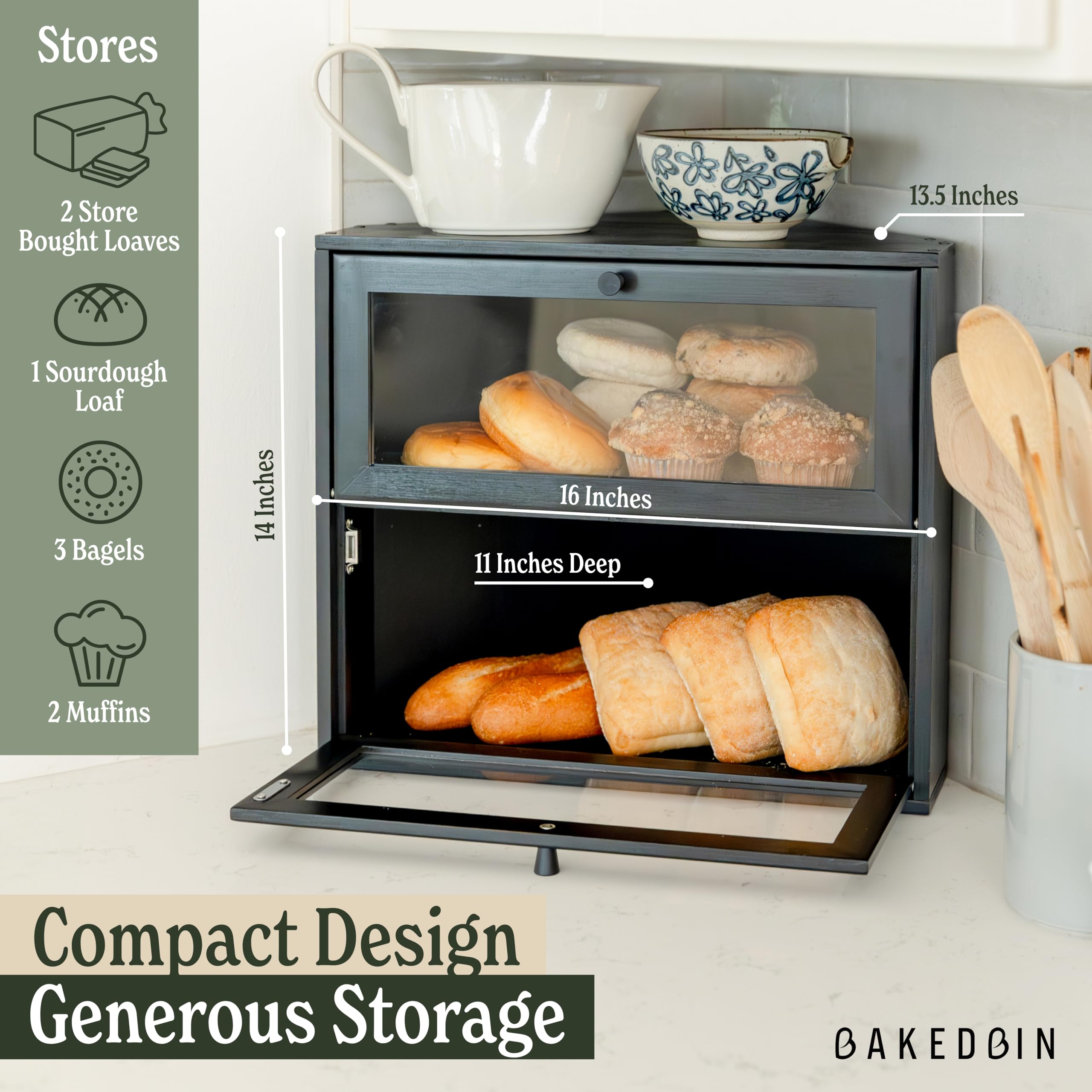 BakedBin 100 percent bamboo wood construction for durable storage