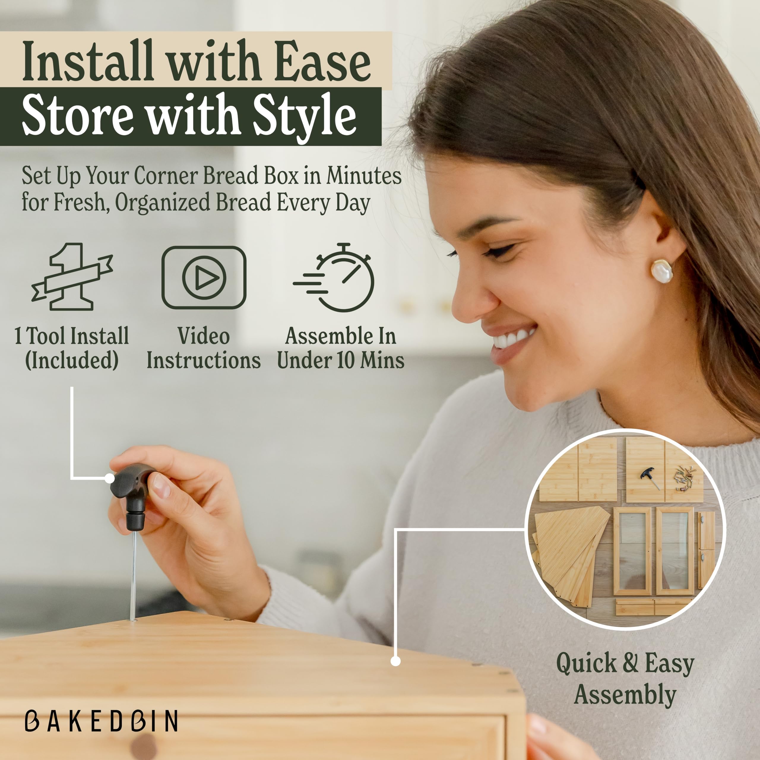 BakedBin easy installation with included tool makes setup quick.