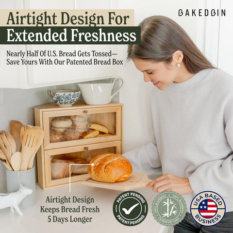 BakedBin space-saving corner design fits tight countertops efficiently.