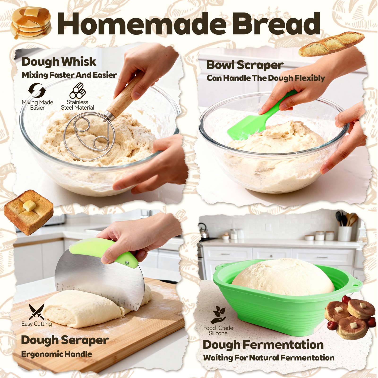 Bakedon 10-inch oval silicone proofing basket for spacious dough proofing.