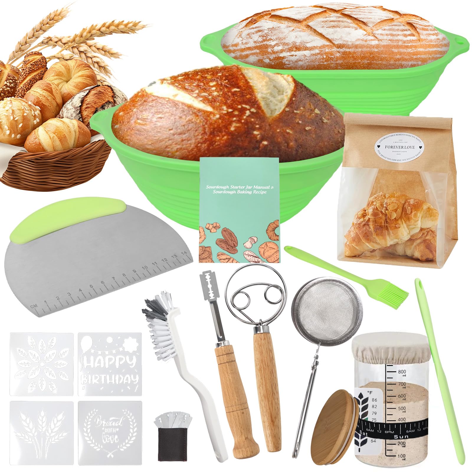 Bakedon Sourdough Starter Kit bundle, complete set for efficient home bread making.