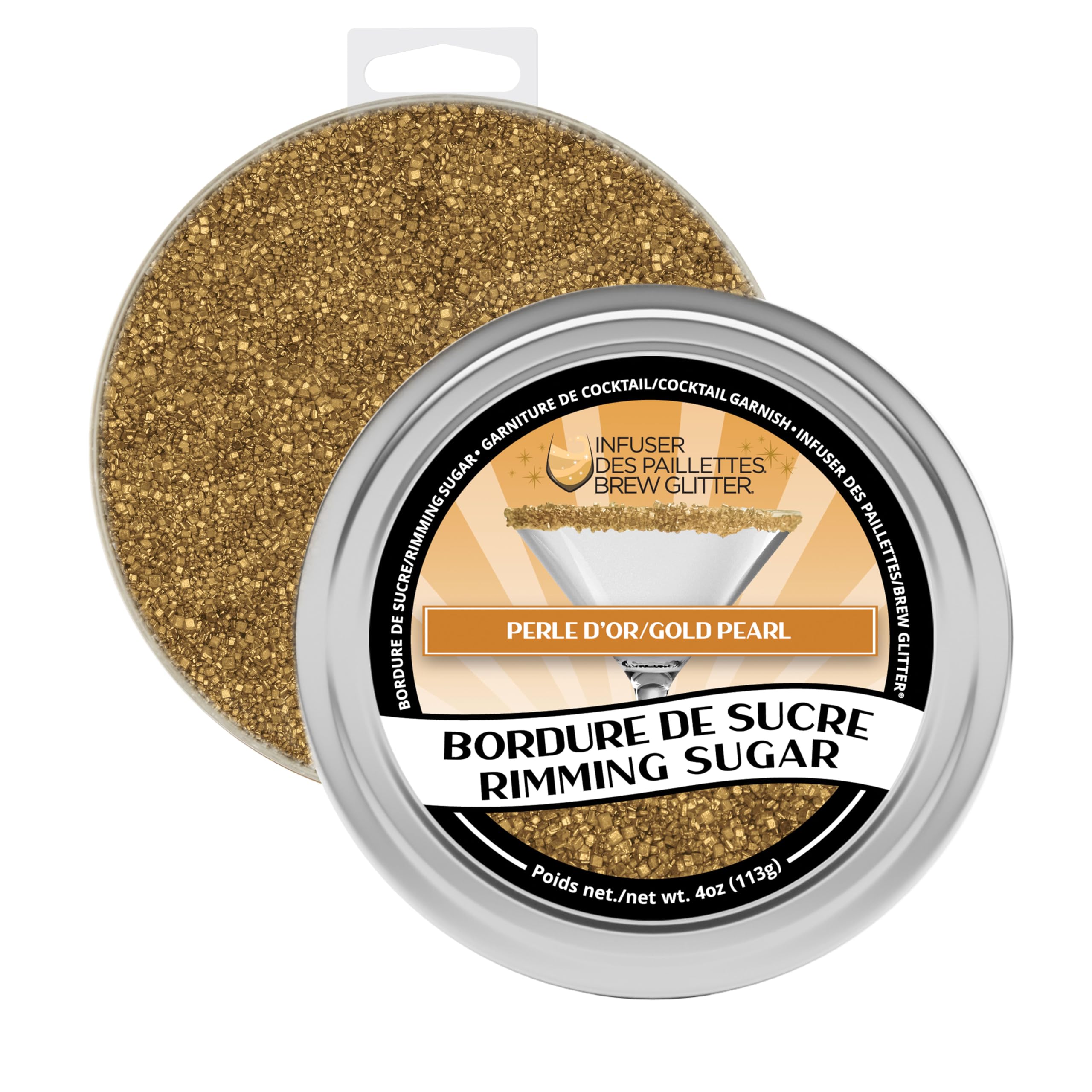 Packaging showing Bakell Brew Glitter tins ready for parties.