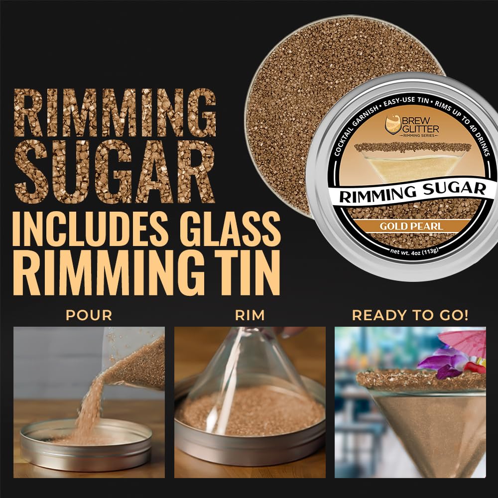 A rimmed cocktail with Bakell Brew Glitter gold for a festive look.