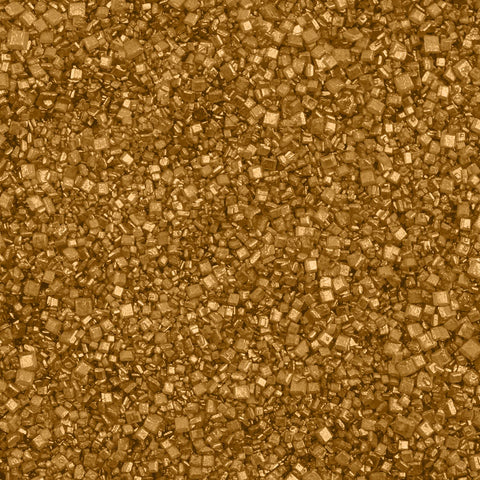 Bakell Brew Glitter gold rimming sugar poured onto a glass rim for sparkle.