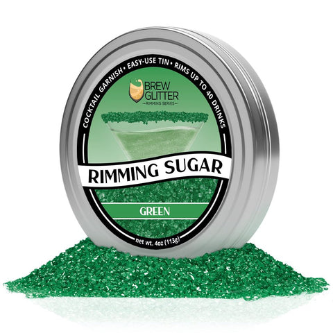 Bakell Brew Glitter Green Rimming Sugar served in glass with festive sparkle.