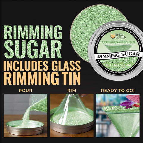 Bakell Mint Green rimming sugar on glass edge for festive cocktails