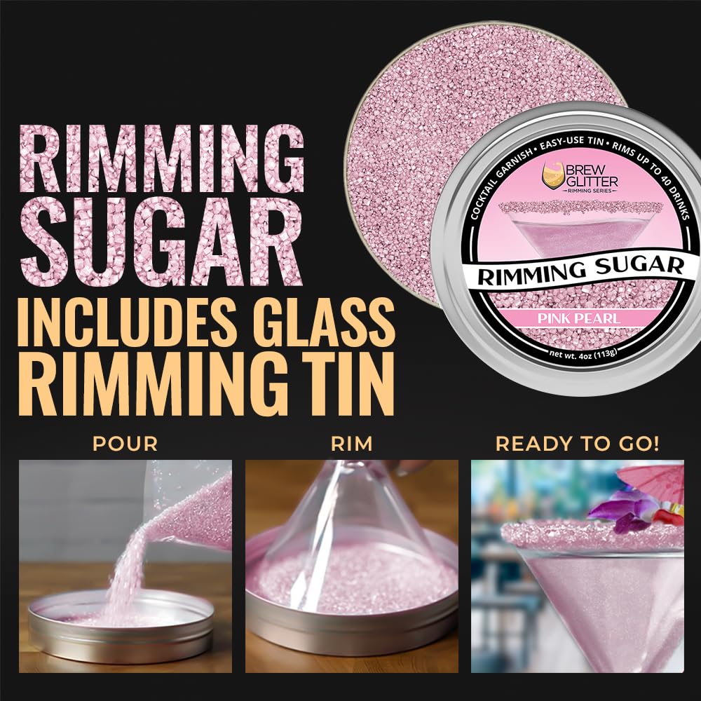 Mixed drink garnished with Bakell pink glitter sugar