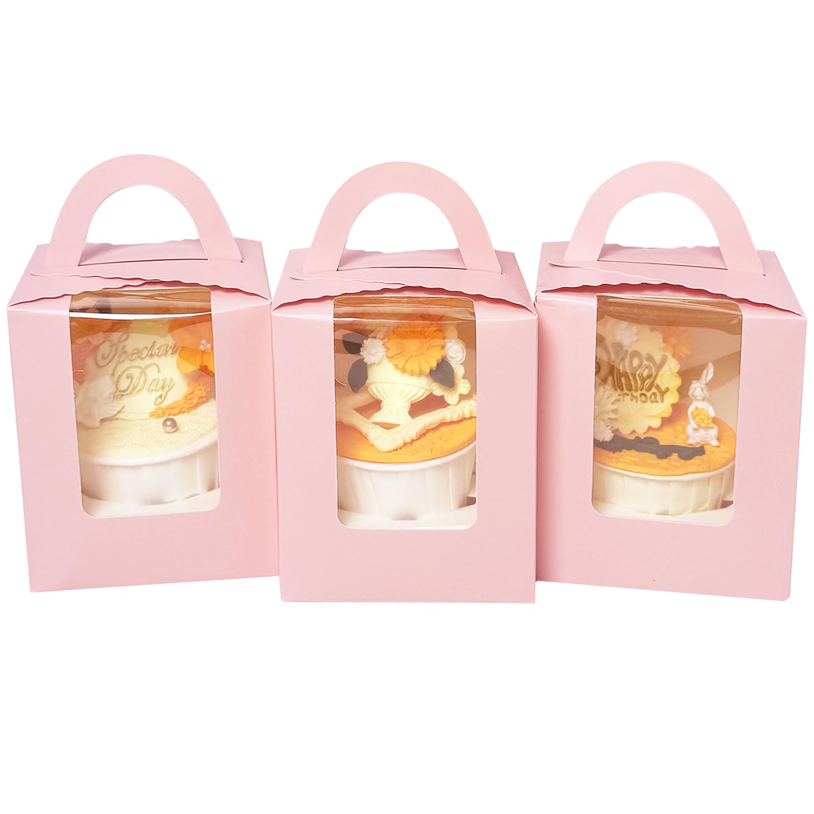 Bakepacker cupcake box with window for pink 25-count display and gift-ready presentation