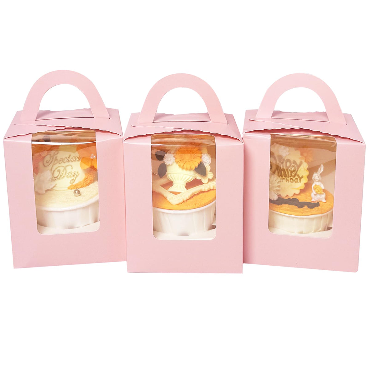 Bakepacker cupcake box with window for pink 25-count display and gift-ready presentation