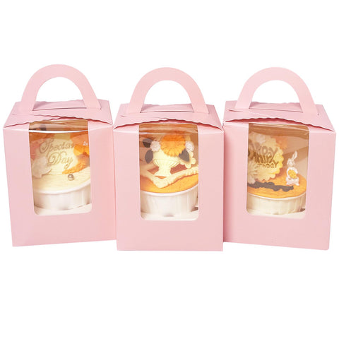 Bakepacker cupcake box with window for pink 25-count display and gift-ready presentation