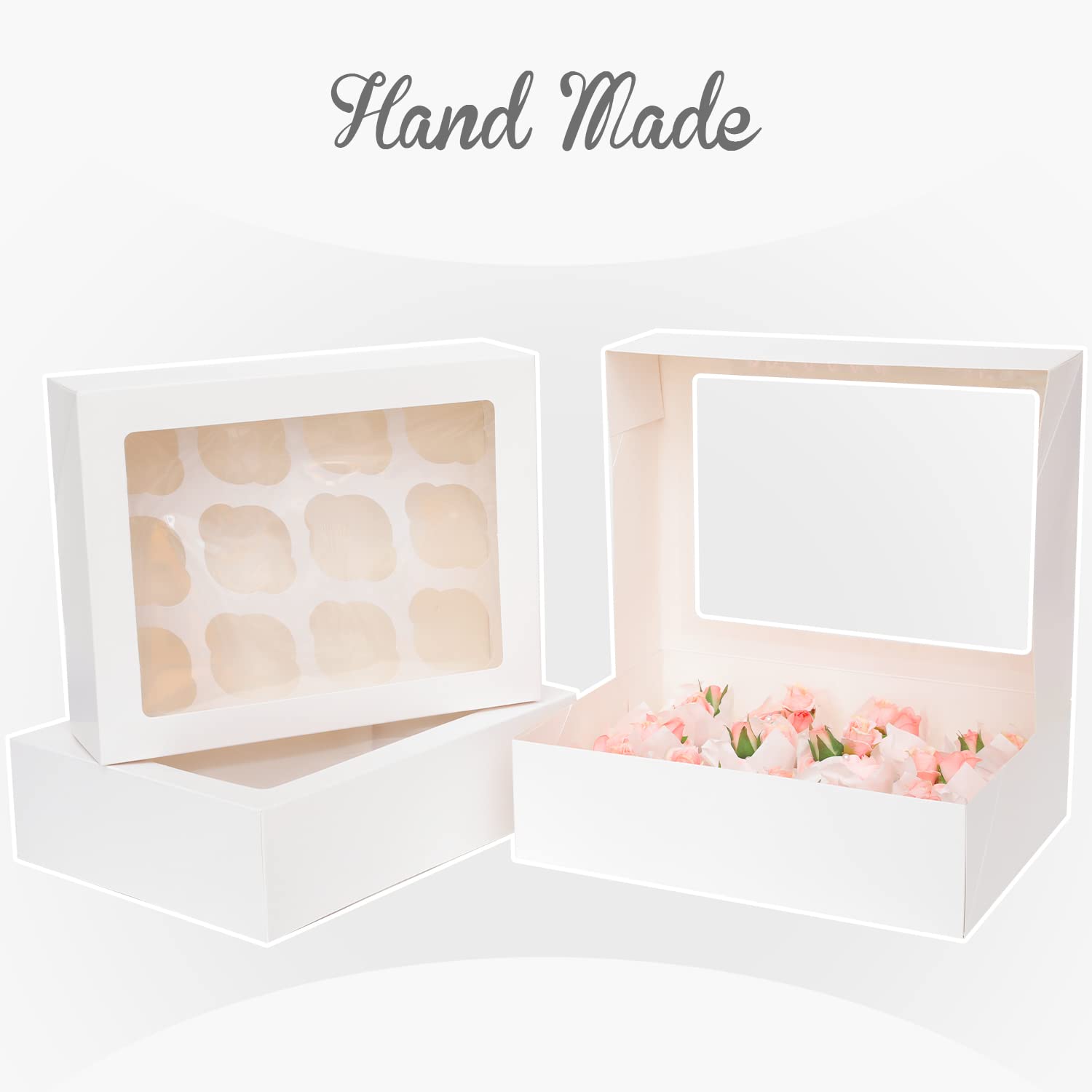 Bakepacker white six-pack cupcake box offers sturdy transport and presentation.