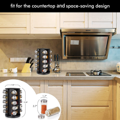 Baker Boutique rotating rack top view highlights built-in sieve lids for controlled dispensing.