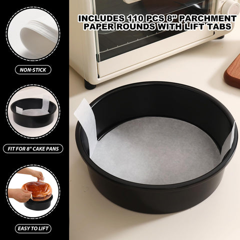 BakerChef 110-piece parchment paper included for mess-free lining.