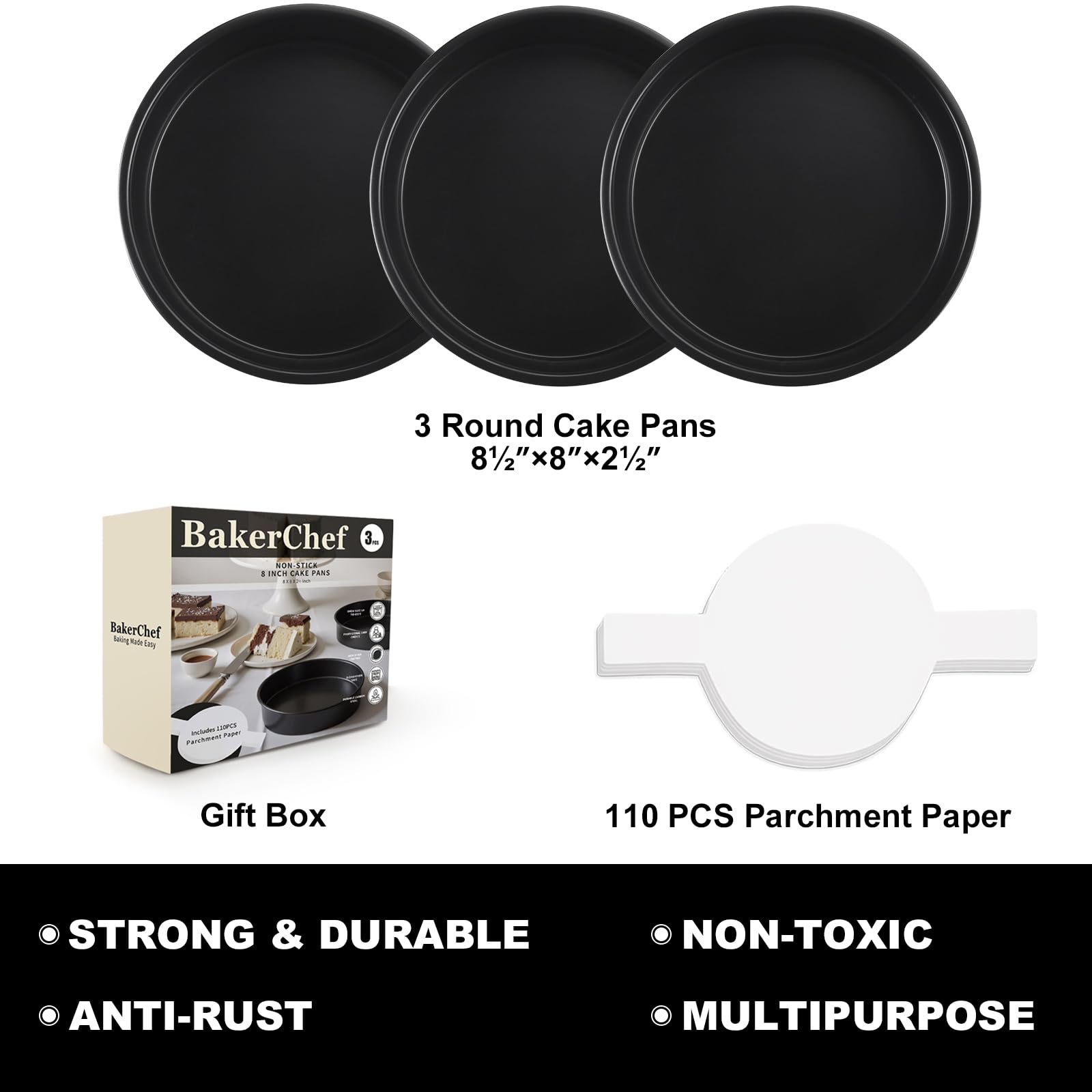 BakerChef carbon steel bakeware highlighting durable, heat-conductive walls.