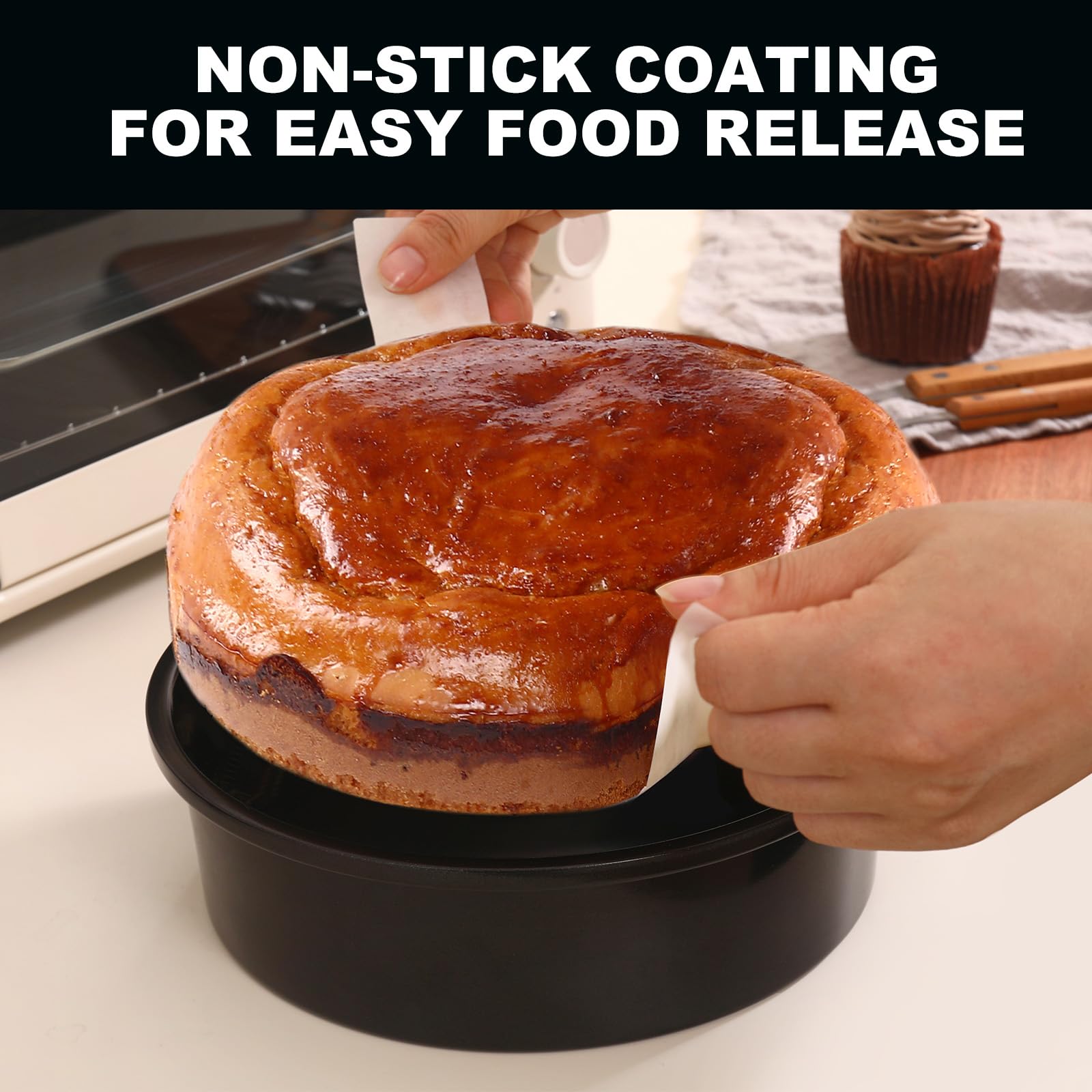 BakerChef pan edges close-up showing warp-free design and sturdy construction.