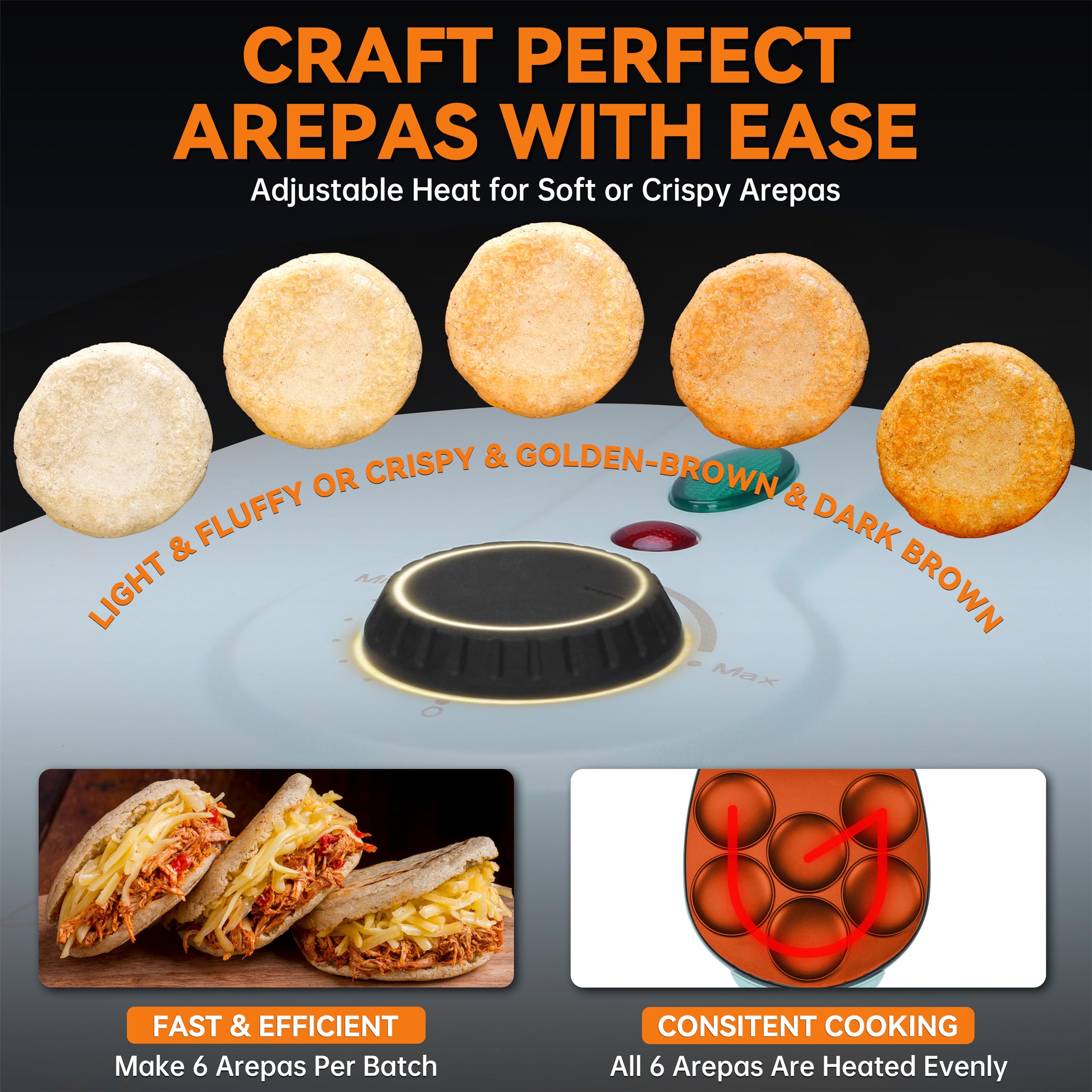 Baker's Friend arepas pan in compact design for quick breakfasts.