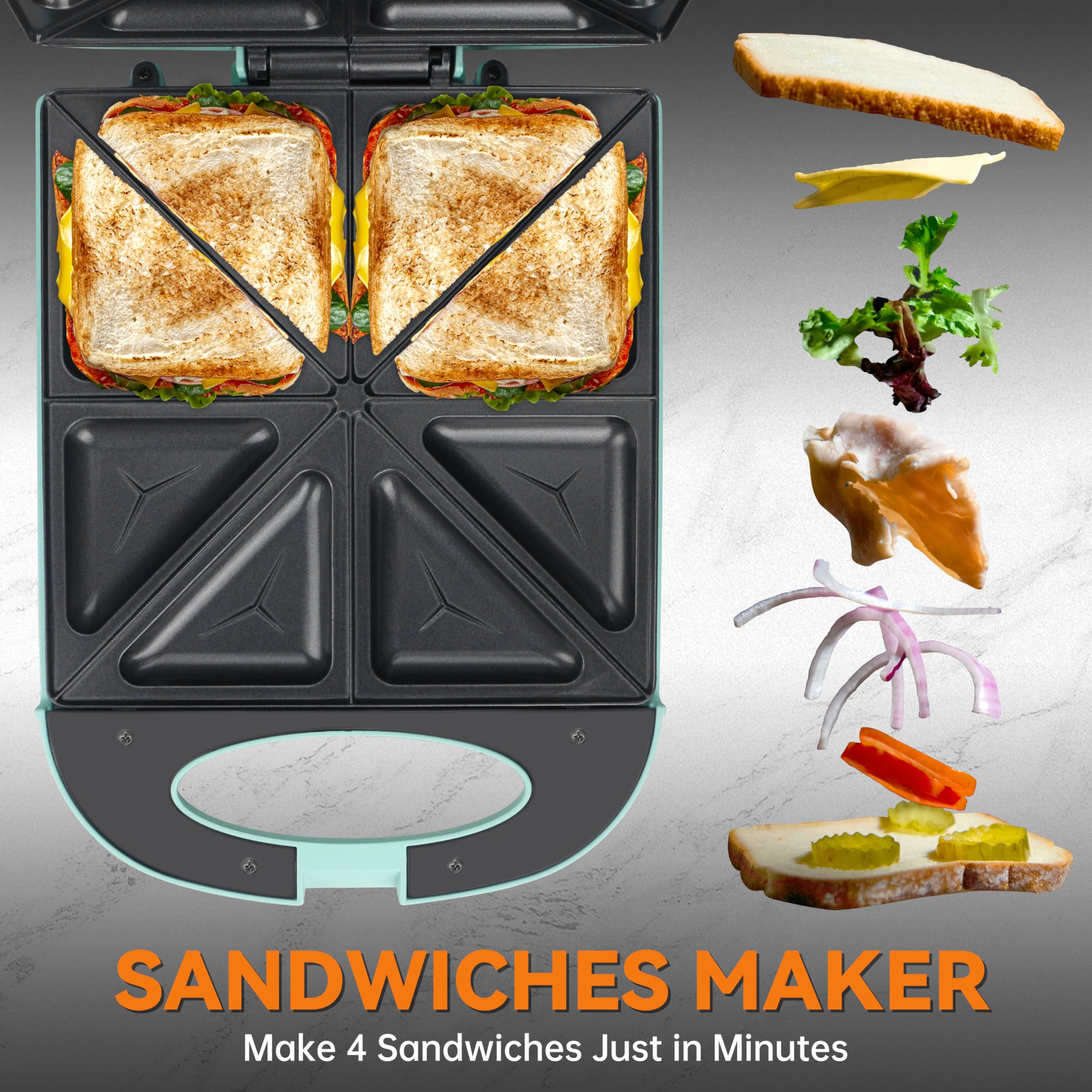 Baker's Friend Breakfast Sandwich Maker indicator light signals ready-to-use status for smooth mornings.