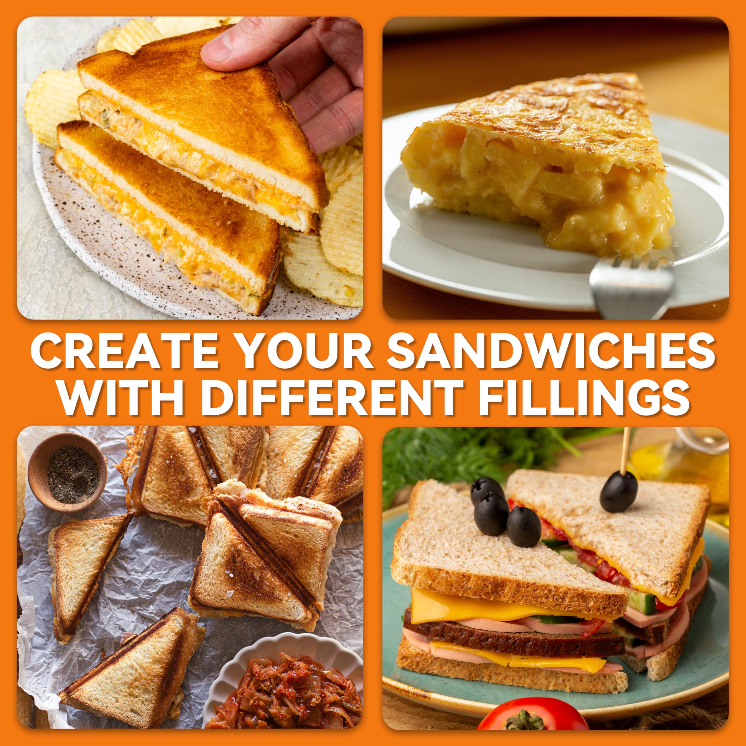 Baker's Friend Breakfast Sandwich Maker open plates showing four-slice capacity for quick meals.