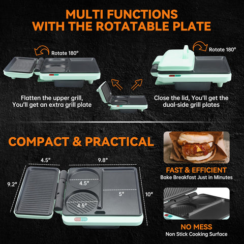 Baker's Friend breakfast station oil tray catches grease for easy cleanup.