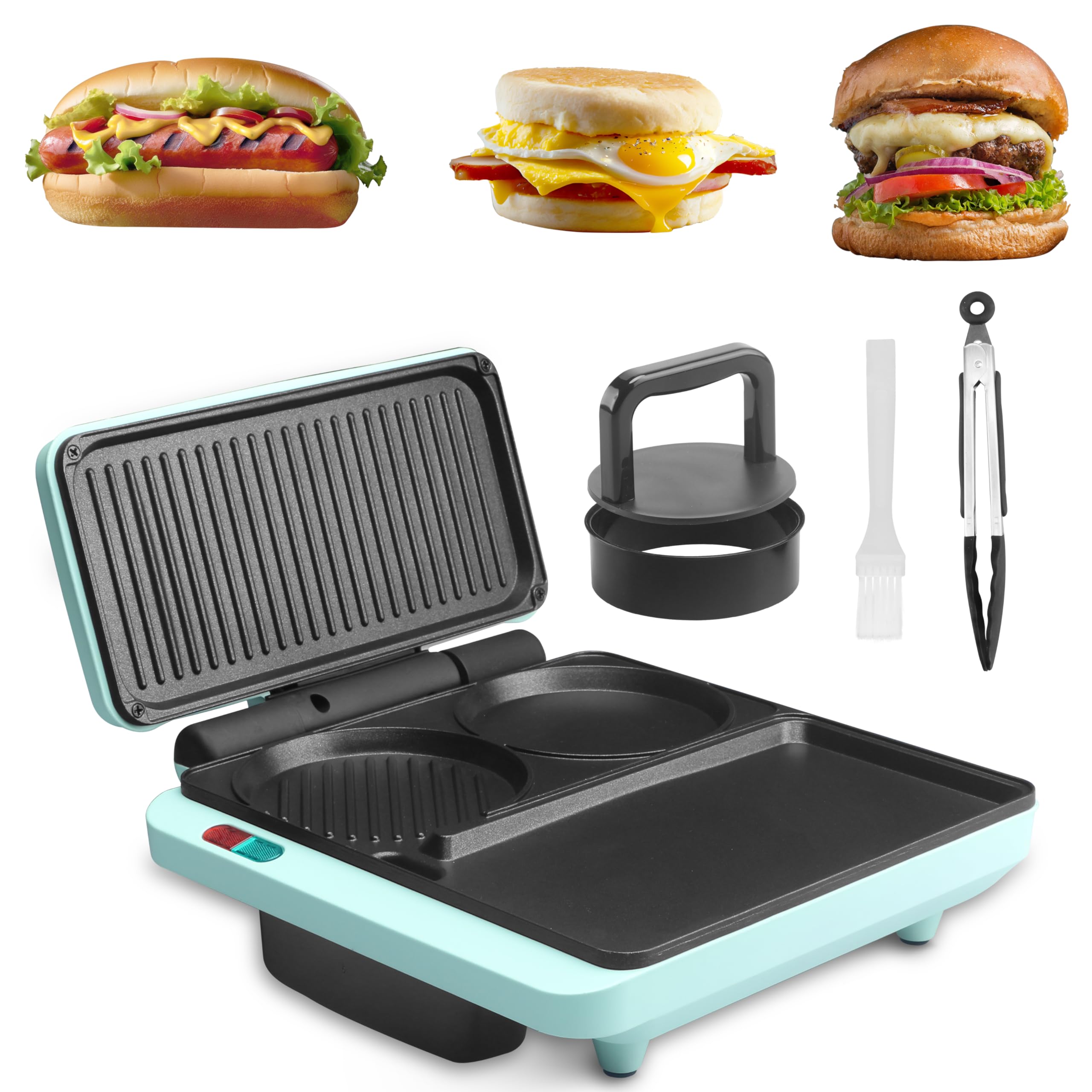 Baker's Friend breakfast station round griddle cooks eggs evenly for quick breakfasts.
