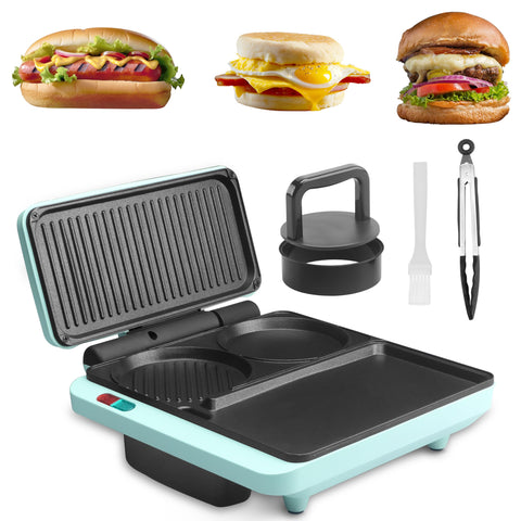Baker's Friend breakfast station round griddle cooks eggs evenly for quick breakfasts.