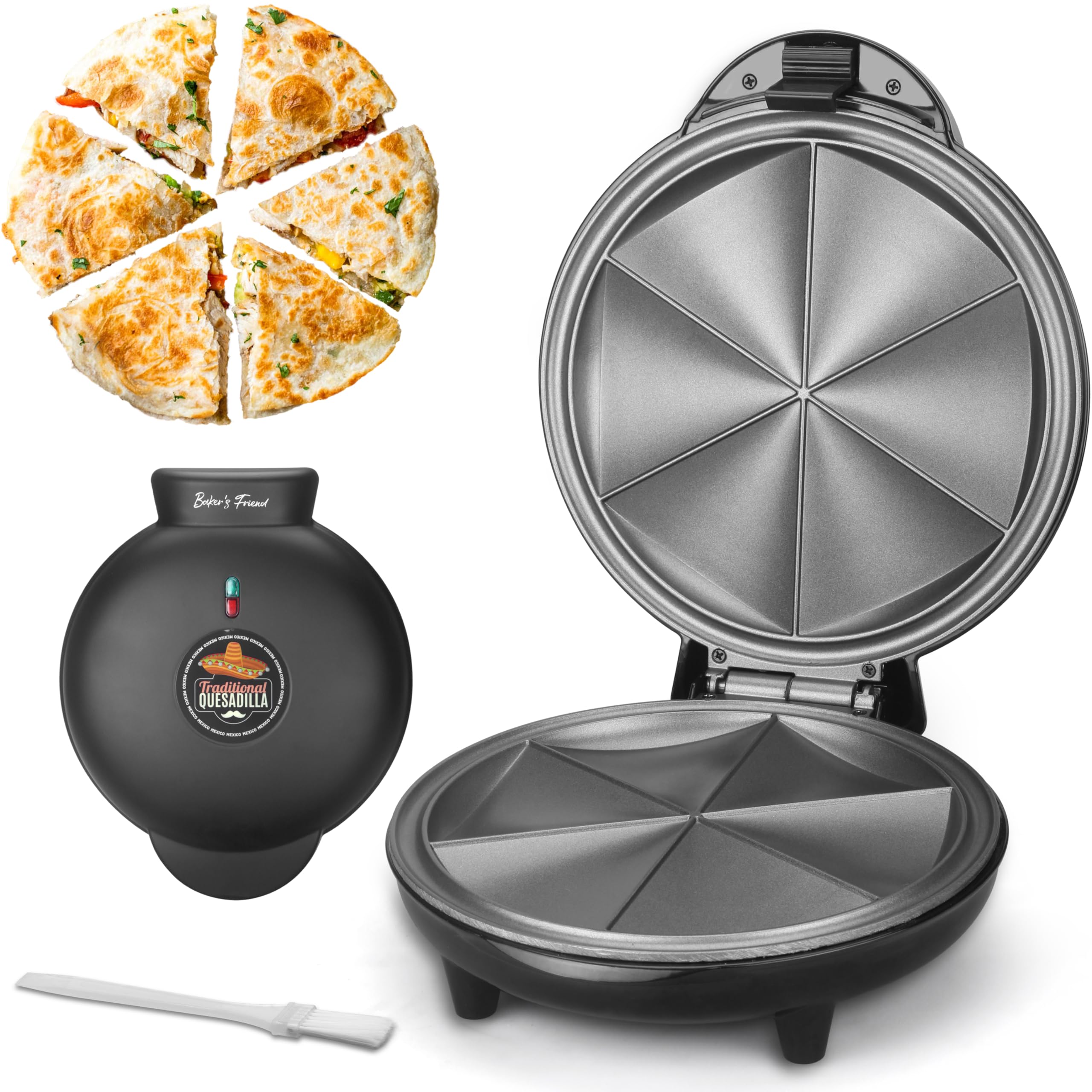 Baker's Friend electric quesadilla maker with a 9.5-inch surface for quick meals