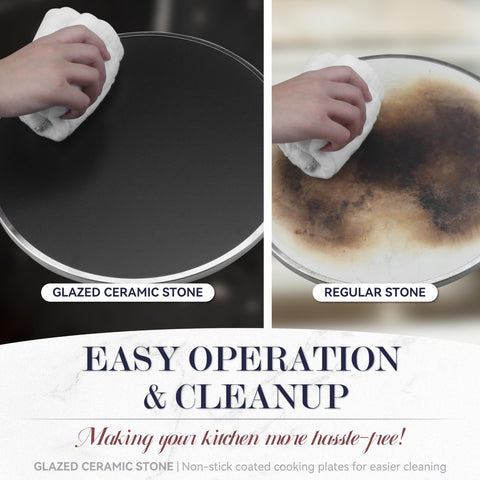 Baker's Friend glazed ceramic stone highlights easy cleanup while baking